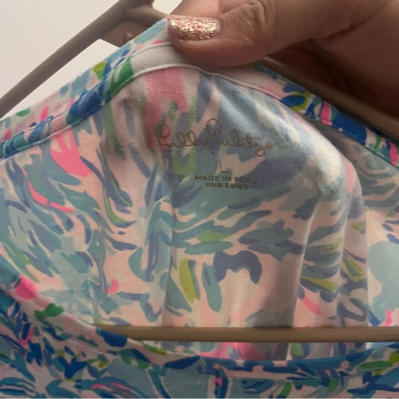 Lilly Pulitzer Long Sleeve Tee L Blue White Colorblock - Picture 3 of 3